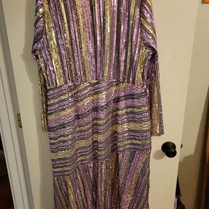 Eloquii Purple and Gold Sparkly Dress